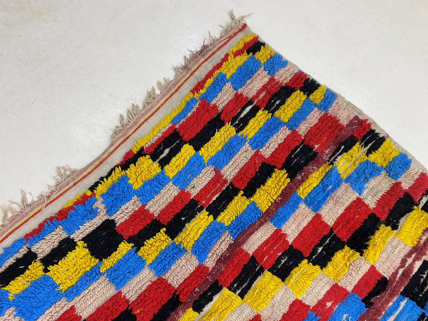 4x7 Moroccan Checkered Area Rug, Bohemian Decor.