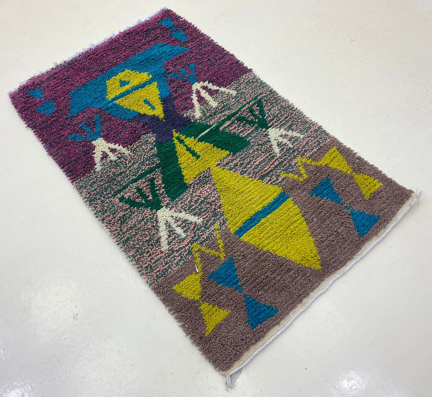 Vibrant Colorful Woven Wool Rug, Moroccan Inspired Home Decor.