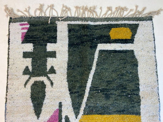 Vibrant Moroccan Handmade Wool Rug, Colorful Boho Area Rug.