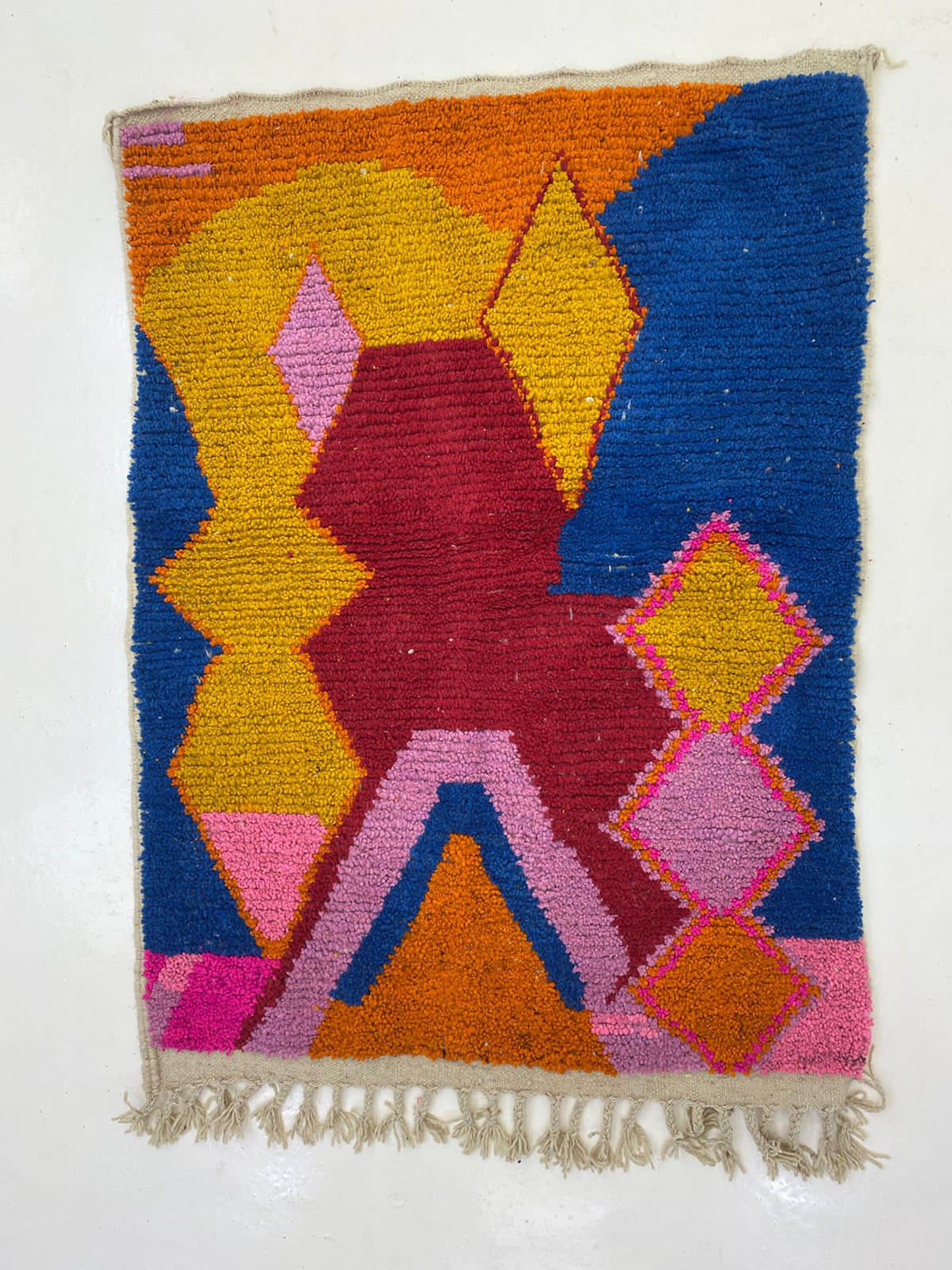 Handwoven Moroccan Berber Wool Rug, Custom Design Area Rug.