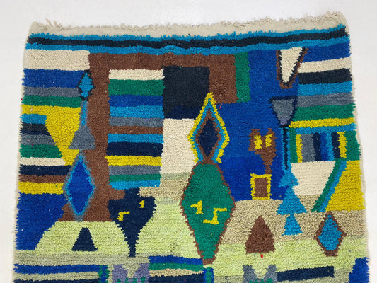 Handmade Moroccan Berber Rug, Colorful Custom Area Carpet.