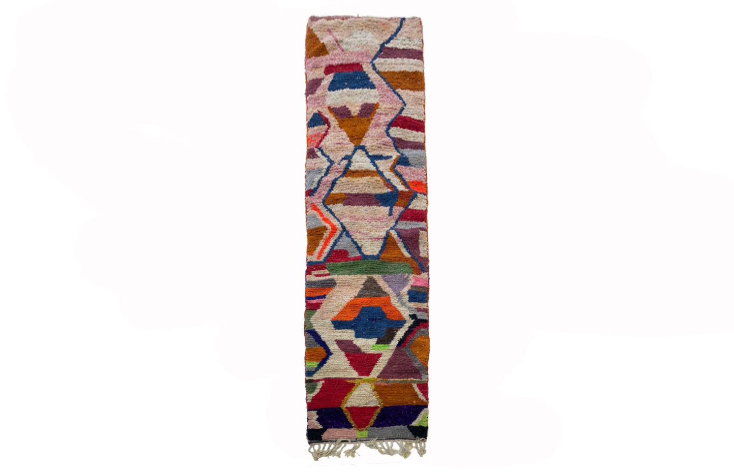 Vibrant Custom Handwoven Moroccan Runner, Colorful Berber Wool Hallway Runner.