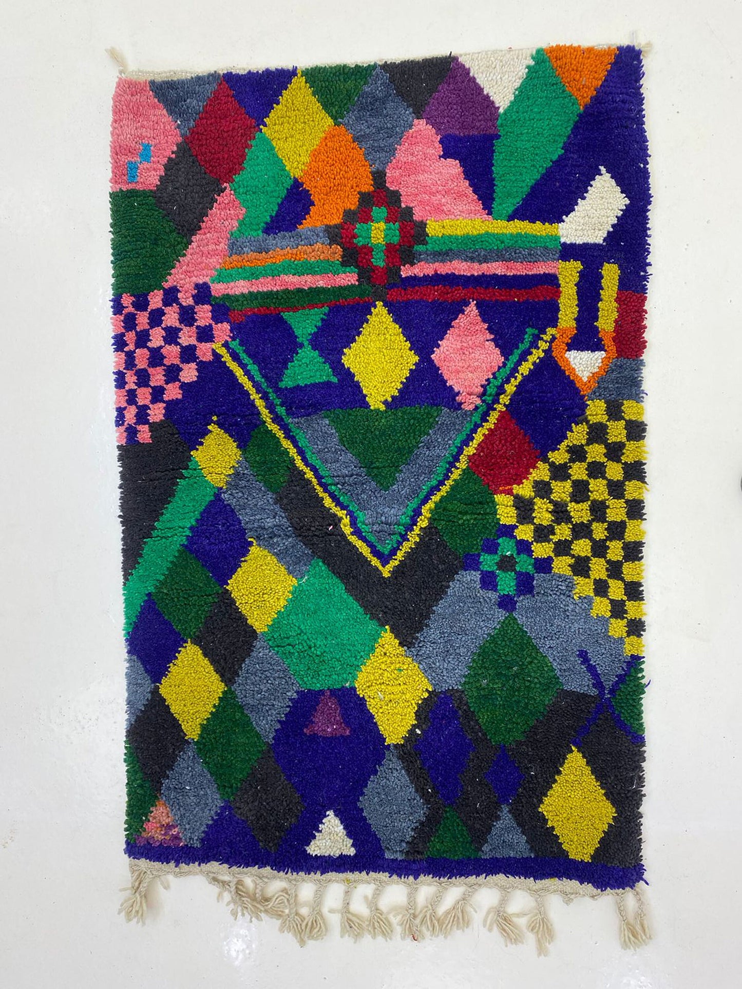 Unique Handwoven Wool Rug, Colorful Moroccan Berber Area Rug.