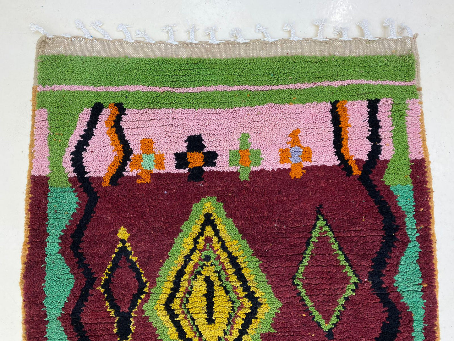 Unique Handmade Colorful Area Rug, Custom Moroccan Berber Carpet.