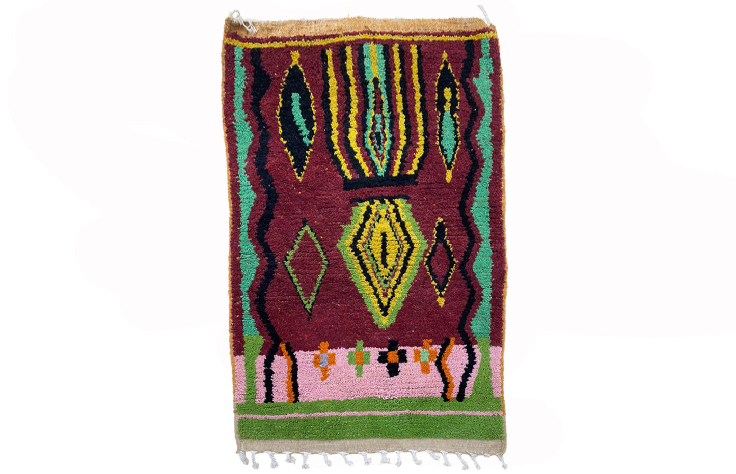Unique Handmade Colorful Area Rug, Custom Moroccan Berber Carpet.