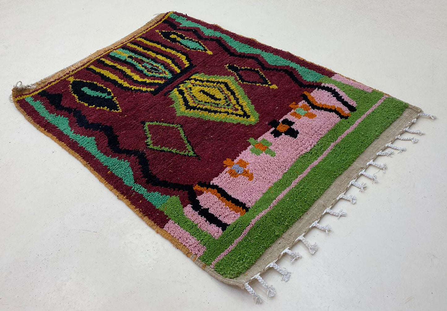 Unique Handmade Colorful Area Rug, Custom Moroccan Berber Carpet.