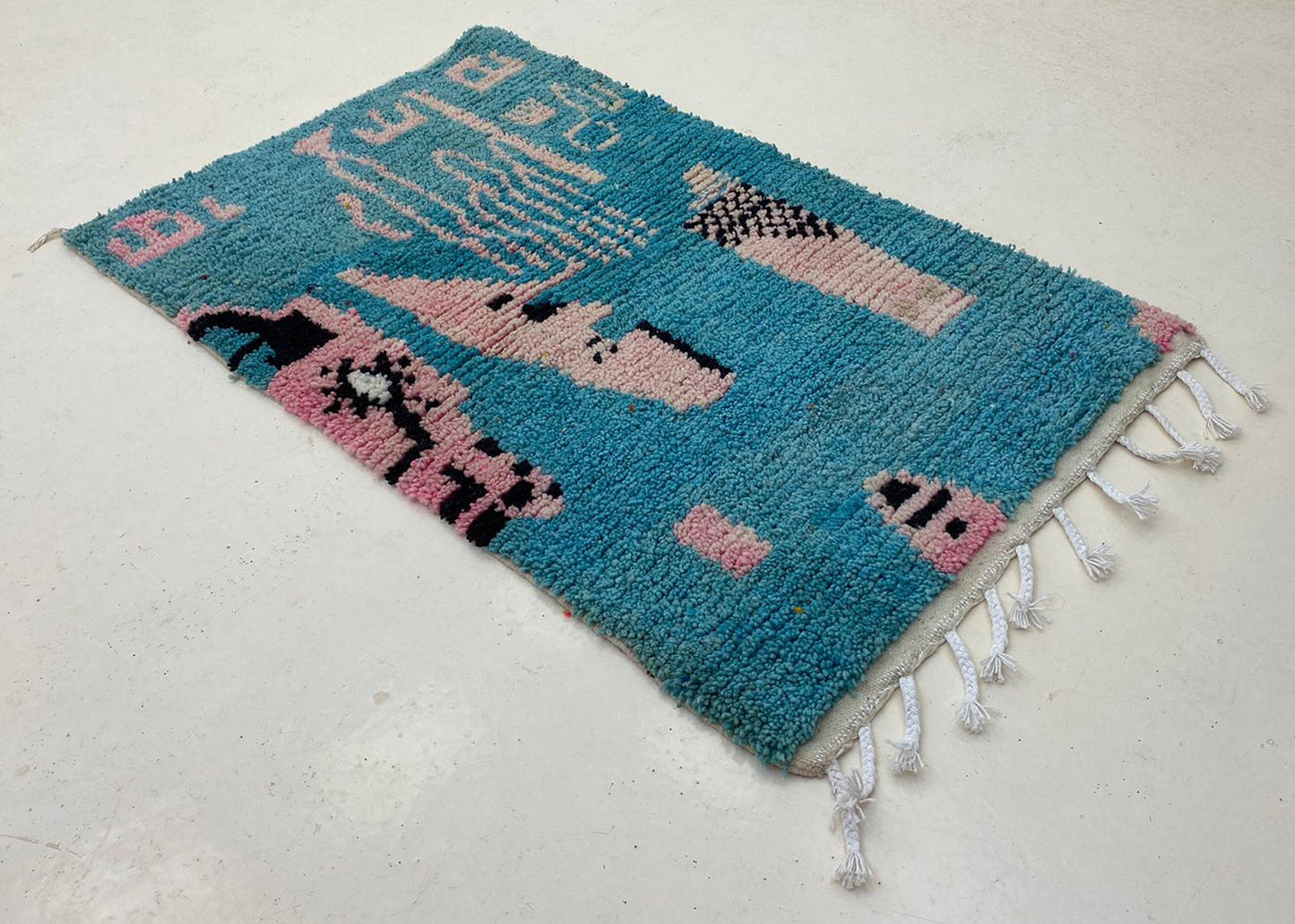 Green Moroccan Berber Wool Rug, Custom Boho Style Area Rug.