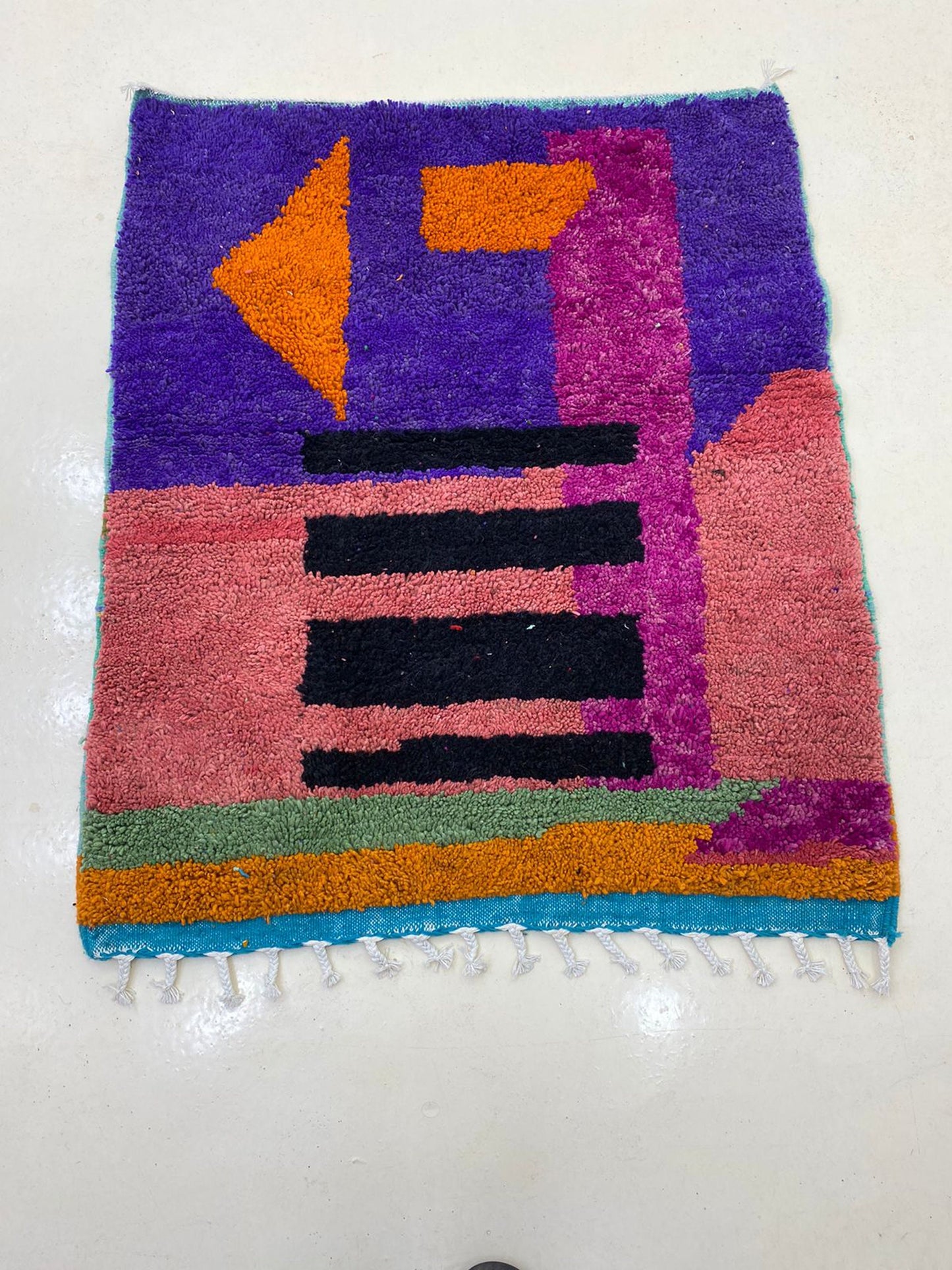 Handwoven Moroccan Berber Wool Rug, Custom Colorful Area Rug.