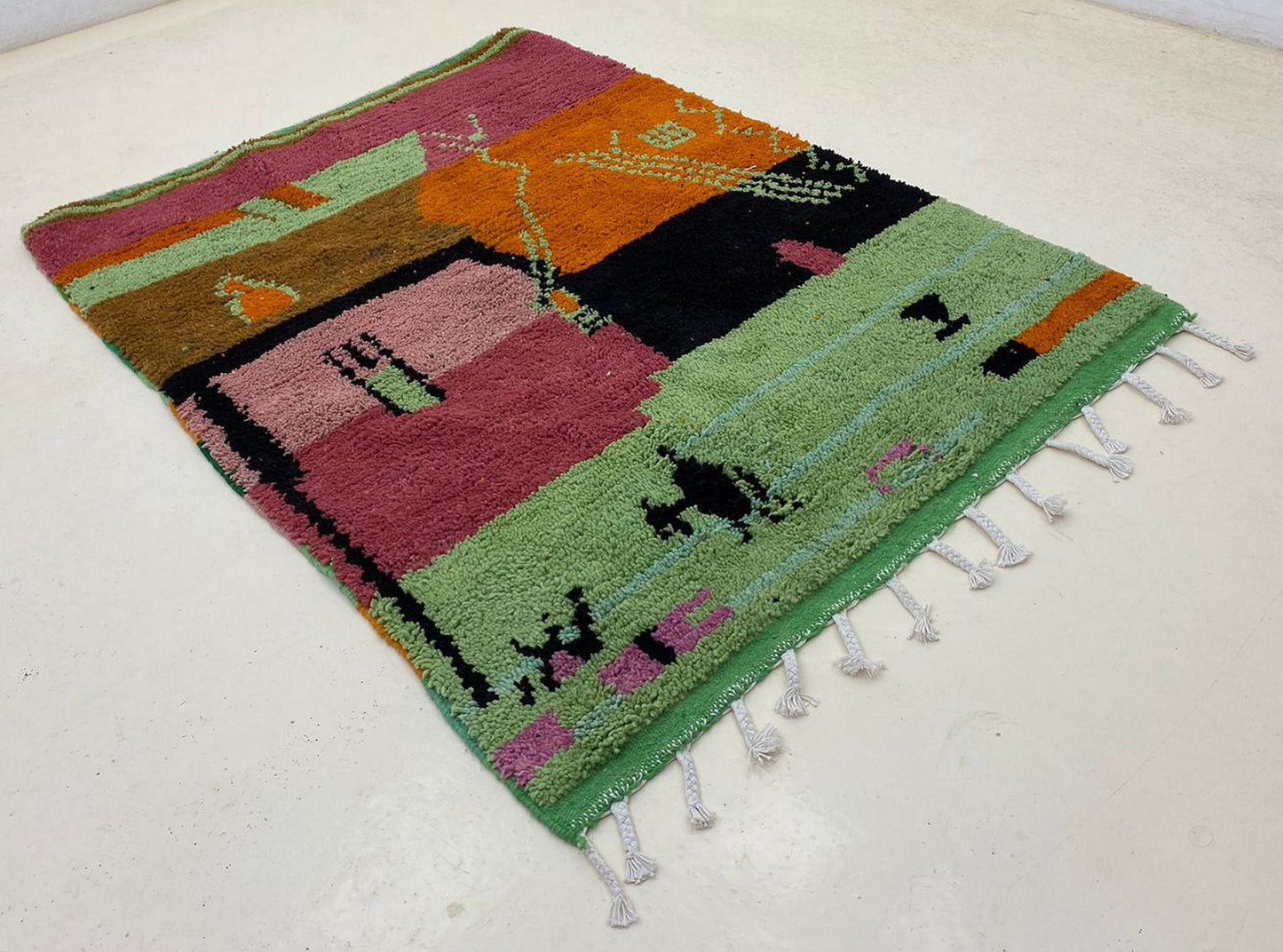 Colorful Moroccan Wool Rug, Vibrant Boho Handmade Area Rug.