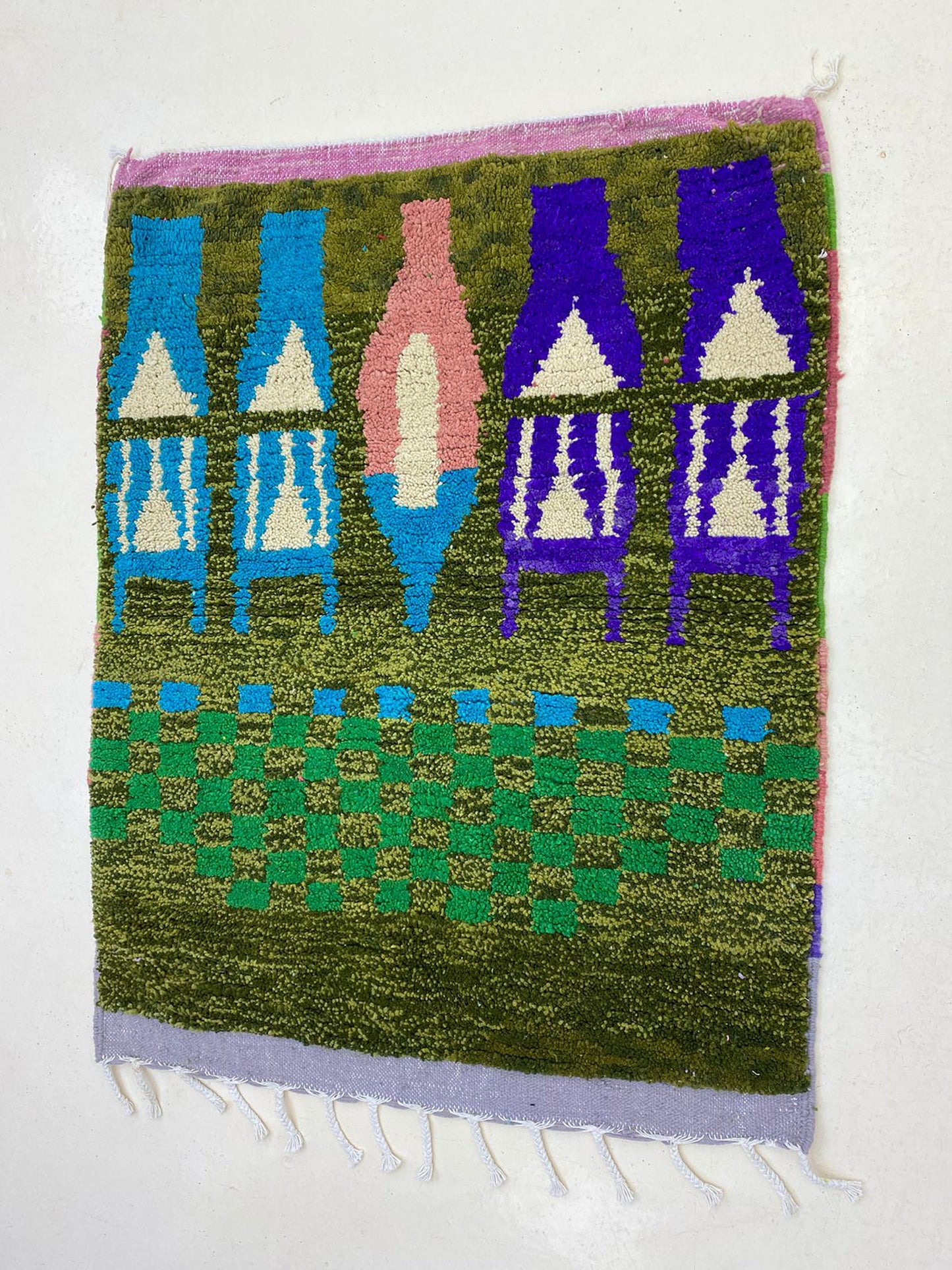 Handmade Moroccan Berber Rug, Colorful Boho Custom Area Rug.