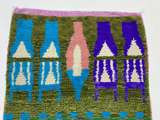 Handmade Moroccan Berber Rug, Colorful Boho Custom Area Rug.