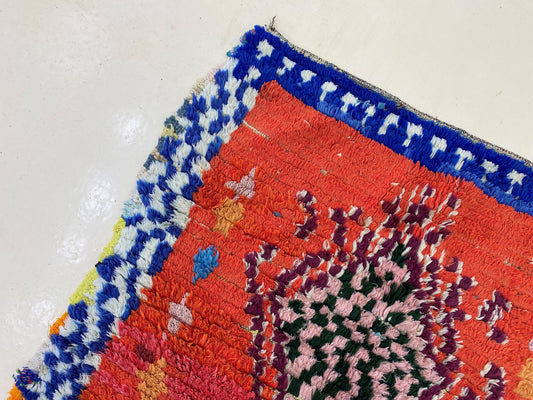 3x8 Vintage Moroccan Colorful Runner Rug.