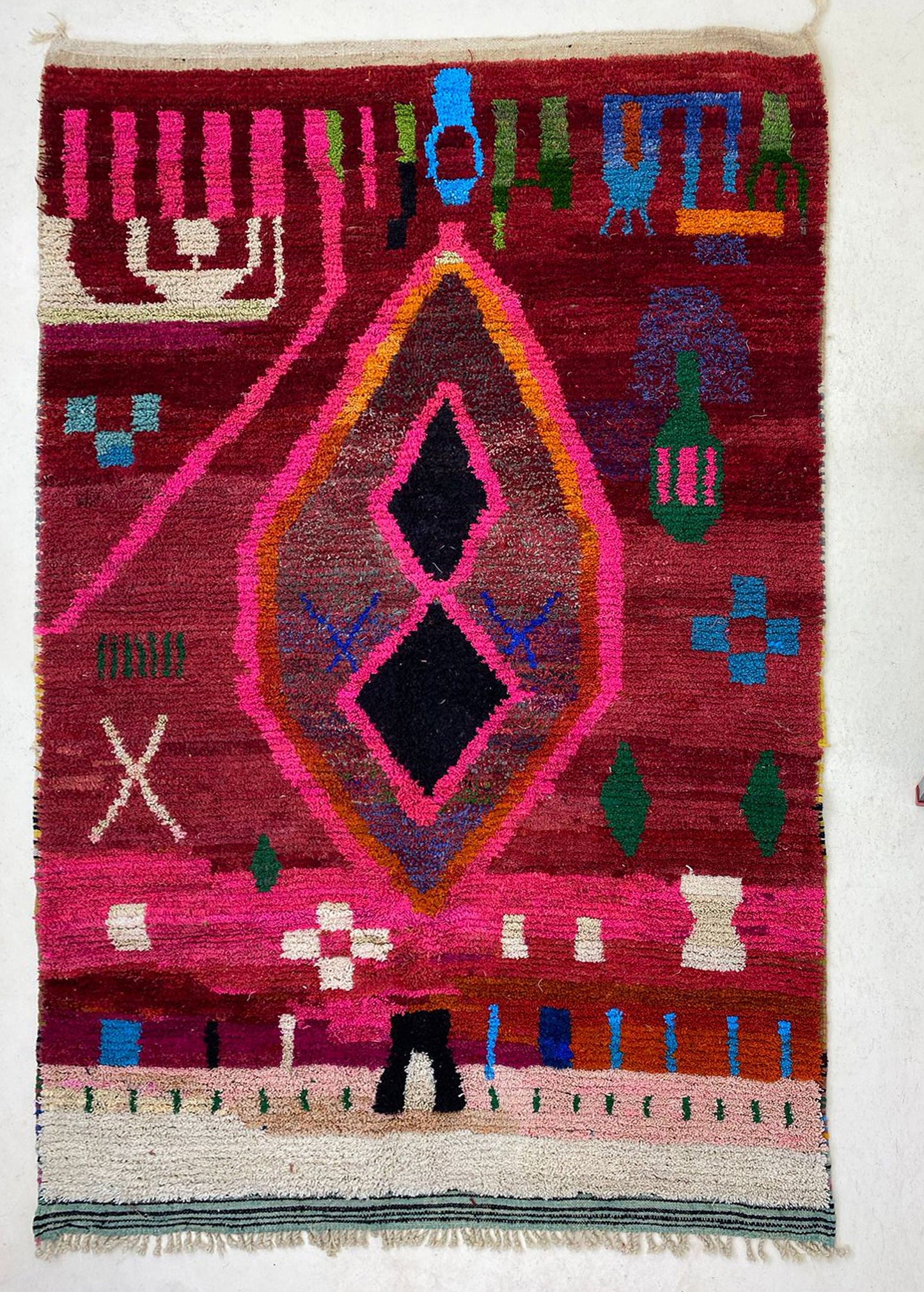 Handwoven Moroccan Custom Rug, Unique Berber Area Wool Rug.