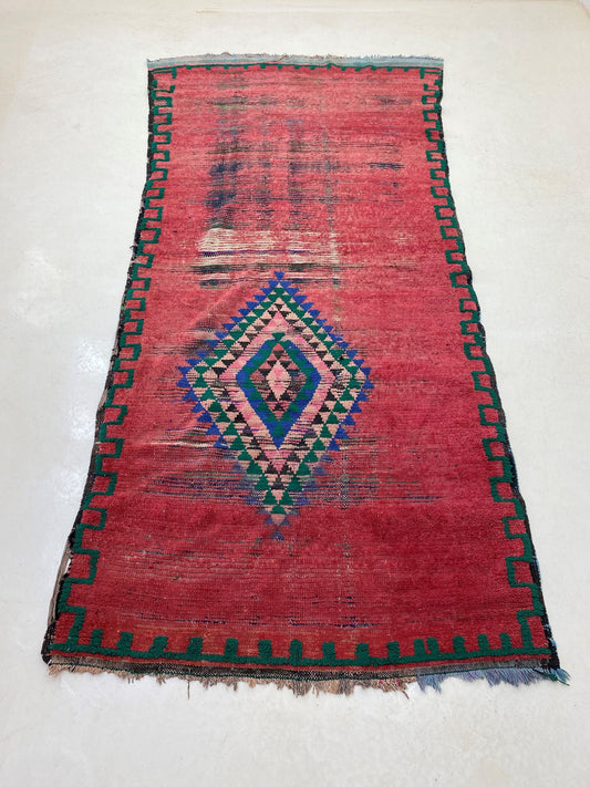 Tapis de couloir marocain de style bohème 4x10, motif diamant.