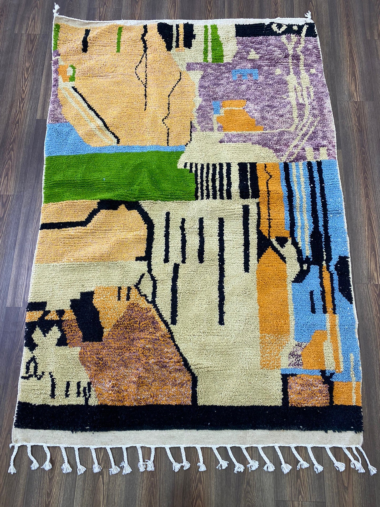 Handmade Moroccan Berber Rug, Colorful Unique Woven Area Rug.