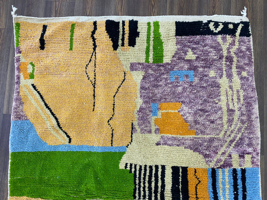 Handmade Moroccan Berber Rug, Colorful Unique Woven Area Rug.