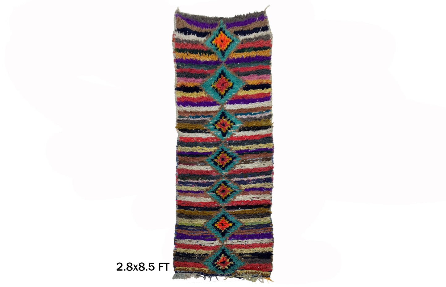 3x9 Moroccan Runner Rug, Vintage Runner Rug for Boho Home Decor - Colorful Berber Style.