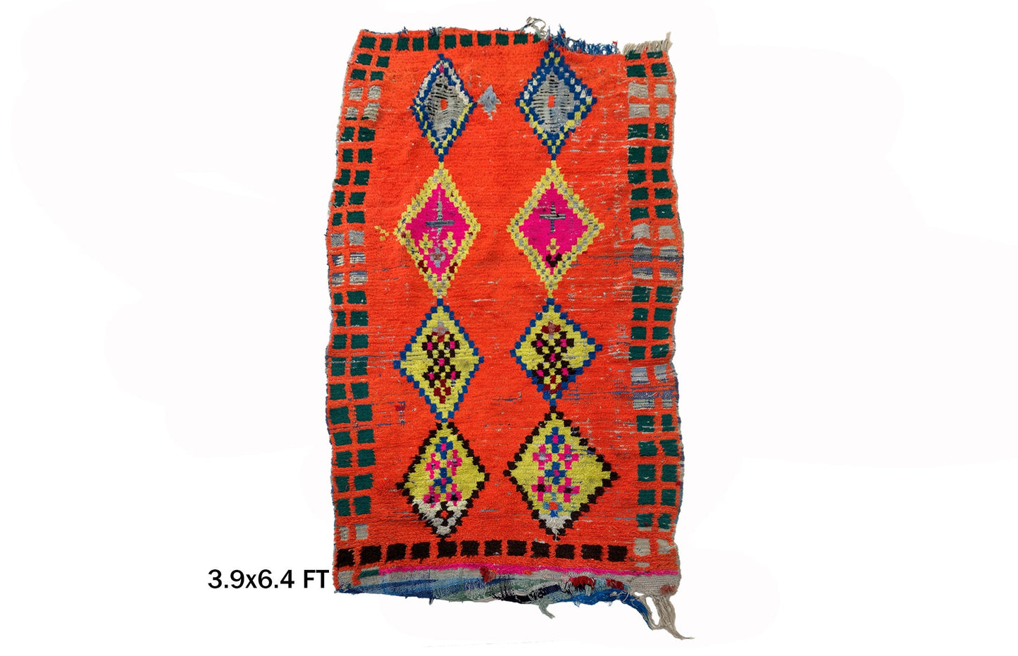 4x6 Moroccan Rug, Dimond Vintage Area Rug, Colorful Berber Home decor.