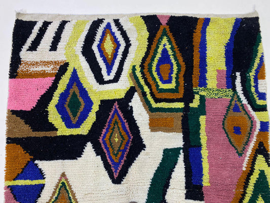 Tapis en laine coloré personnalisé du Maroc, tapis berbère fabriqué à la main.
