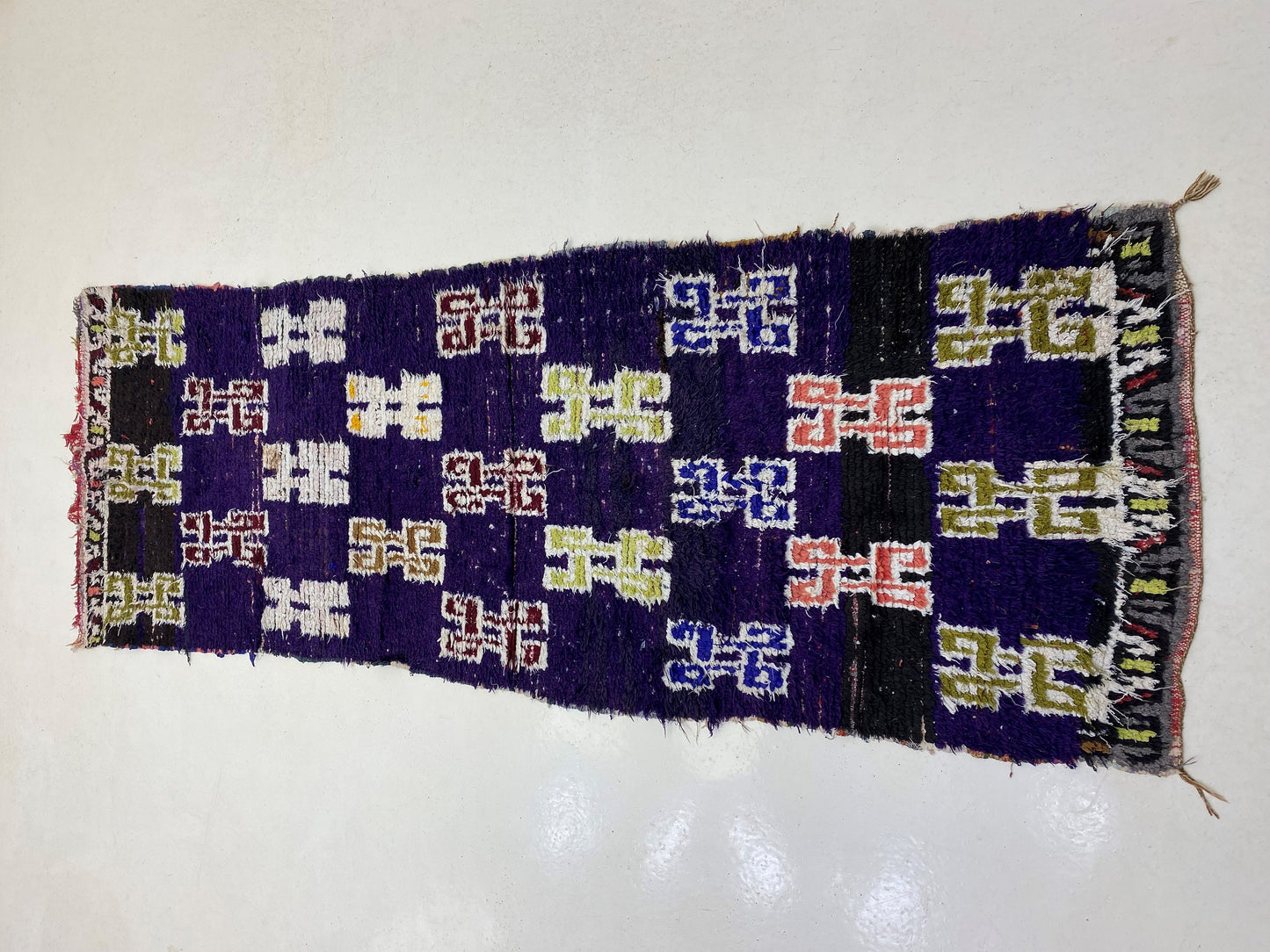 Vintage Moroccan Rug Runner, 3x9 Vibrant Berber Rug, Unique Geometric Runner.