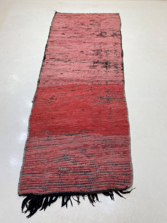 Tapis marocain 3x10, tapis de couloir vintage rouge - Tapis berbère en laine colorée.