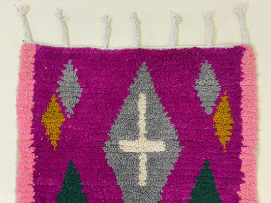 Narrow Moroccan Hallway Runner Rug, Handmade Colorful Rug Runner.