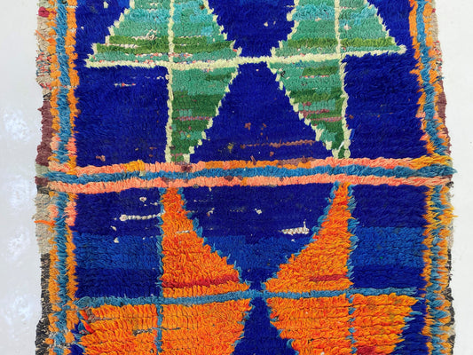 Geometric Star Moroccan Runner Rug, 2x6 Vintage Decoration Runner.