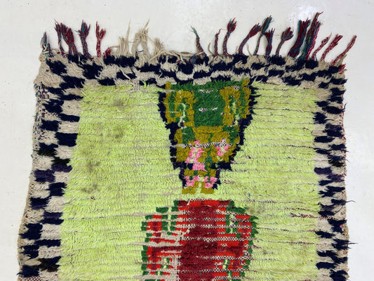 Tapis de couloir marocain 3x7, tapis de décoration d'intérieur vintage d'occasion, tapis berbère unique.