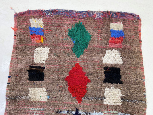 Colorful Vintage Moroccan 3x8 Runner Rug.