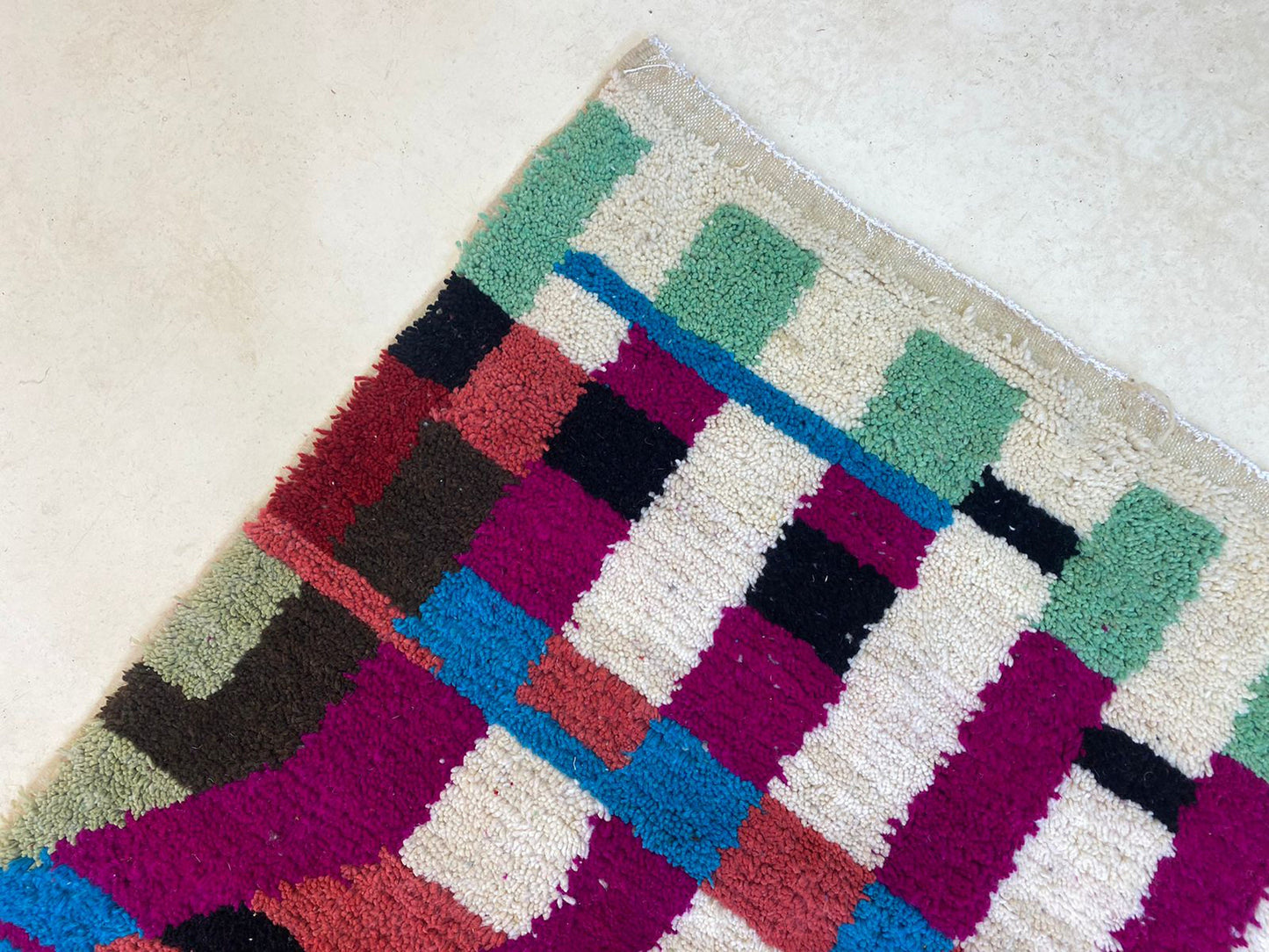 Custom Colorful Area Rug, Hand-Knotted Moroccan Berber Rug.