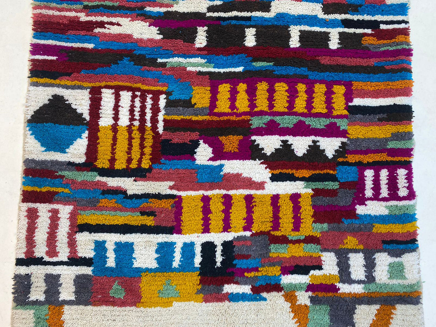 Custom Colorful Area Rug, Hand-Knotted Moroccan Berber Rug.