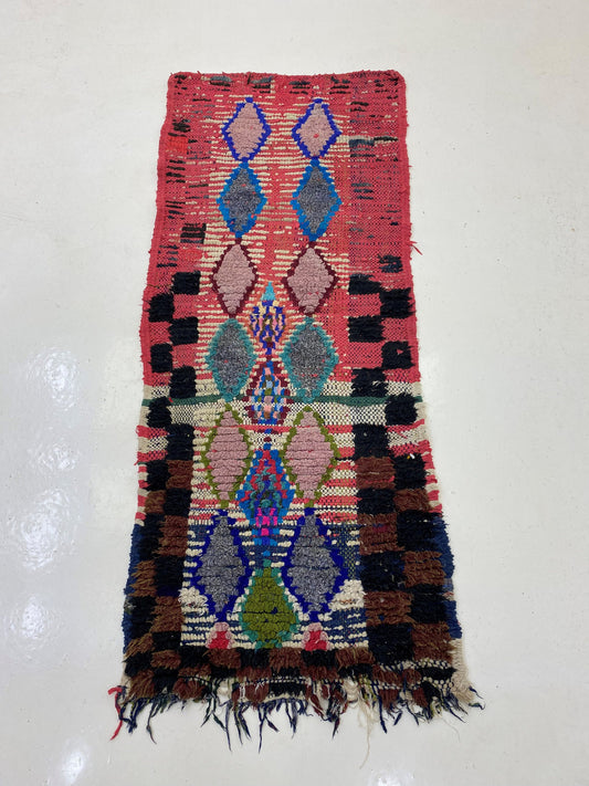 Petit tapis de couloir marocain 2x5 - Tapis de couloir berbère vintage coloré.