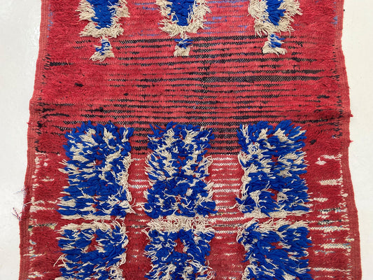 3x9 Moroccan Runner Rug, Vintage Berber Runner, Bohemian Home Decor.