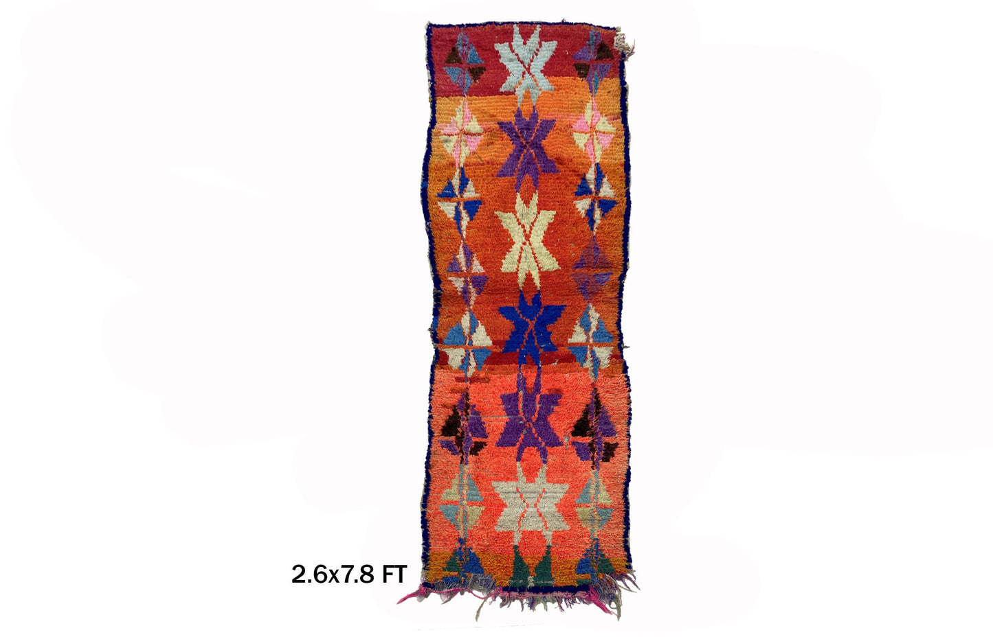 3x8 Vintage Moroccan Runner Rug, Berber Geometric Runner.