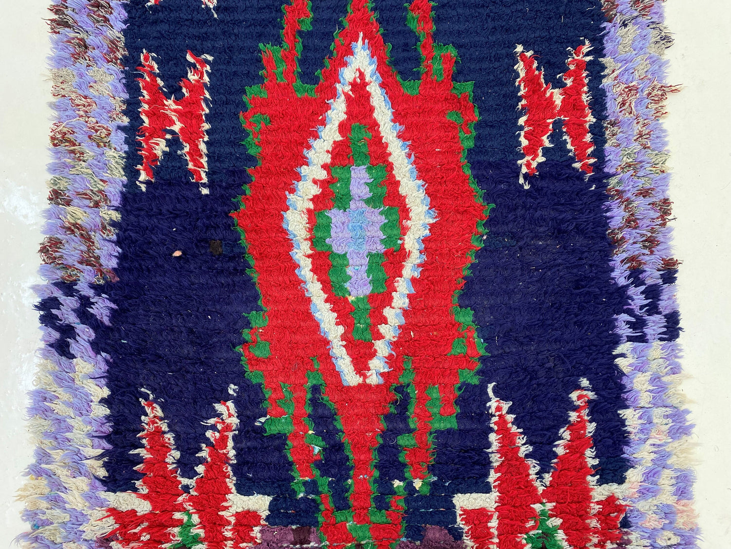 2x6.5 Feet Moroccan Runner, Vintage Colorful Runner Rug, Boho diamond Rug.