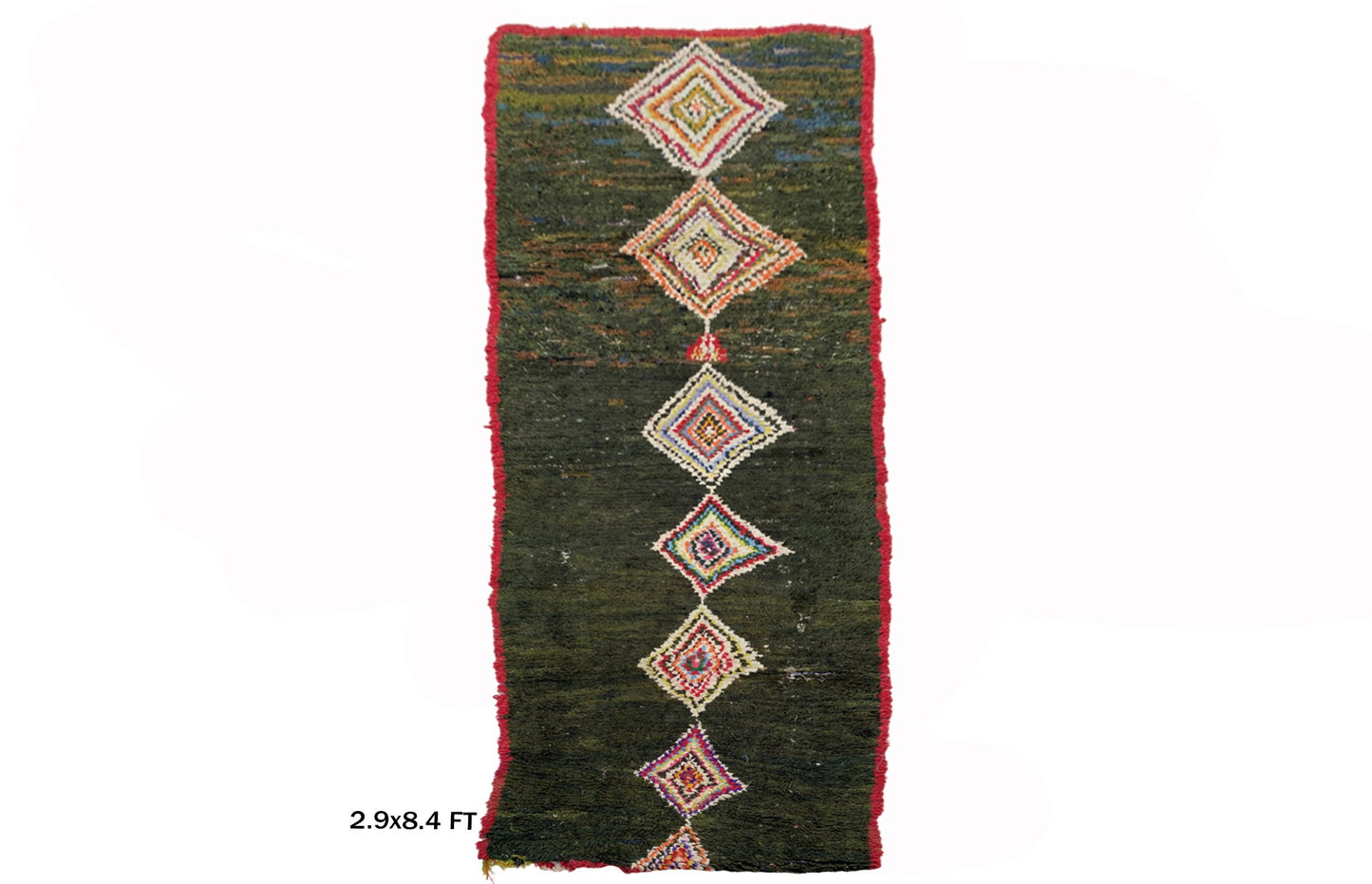 3x8 Diamond Moroccan Runner Rug, Vintage Home Decor Rug Runner.