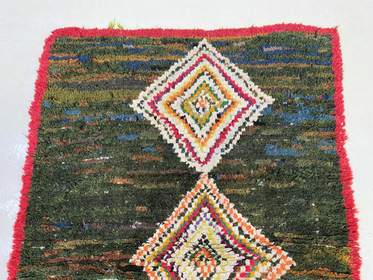 3x8 Diamond Moroccan Runner Rug, Vintage Home Decor Rug Runner.