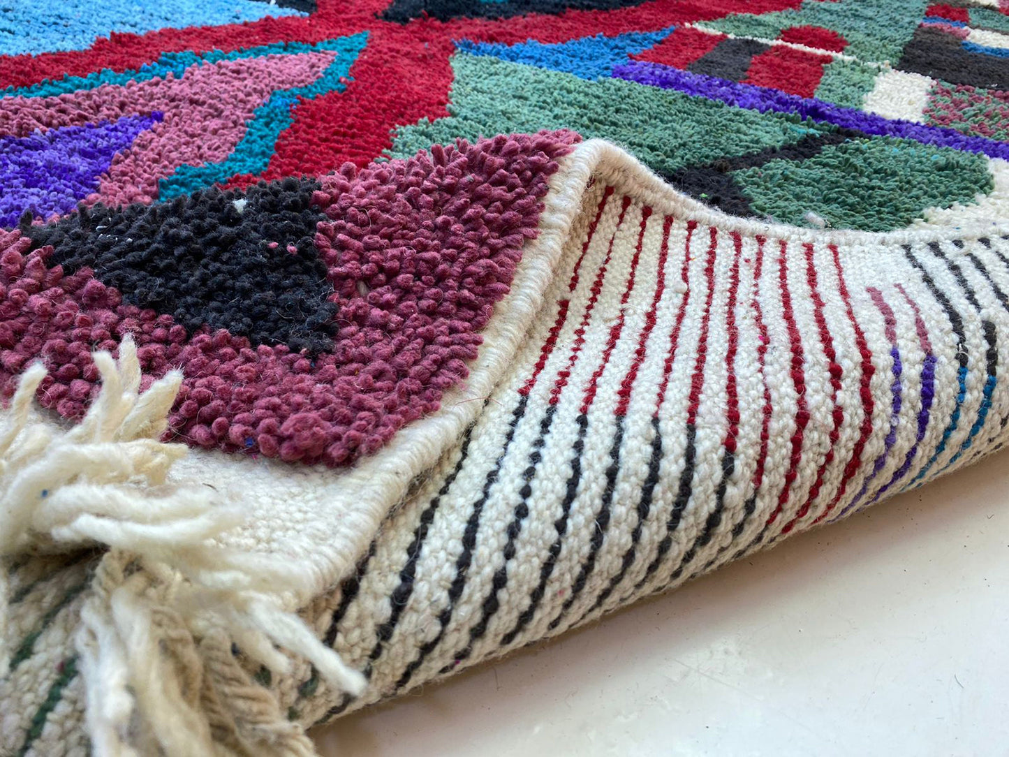 Colorful Moroccan Area Rug, Custom Hand Knotted Berber Wool Rug.