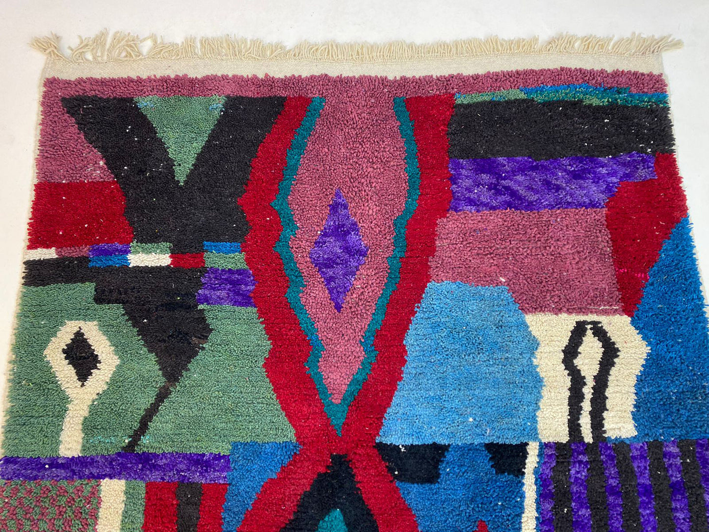 Colorful Moroccan Area Rug, Custom Hand Knotted Berber Wool Rug.