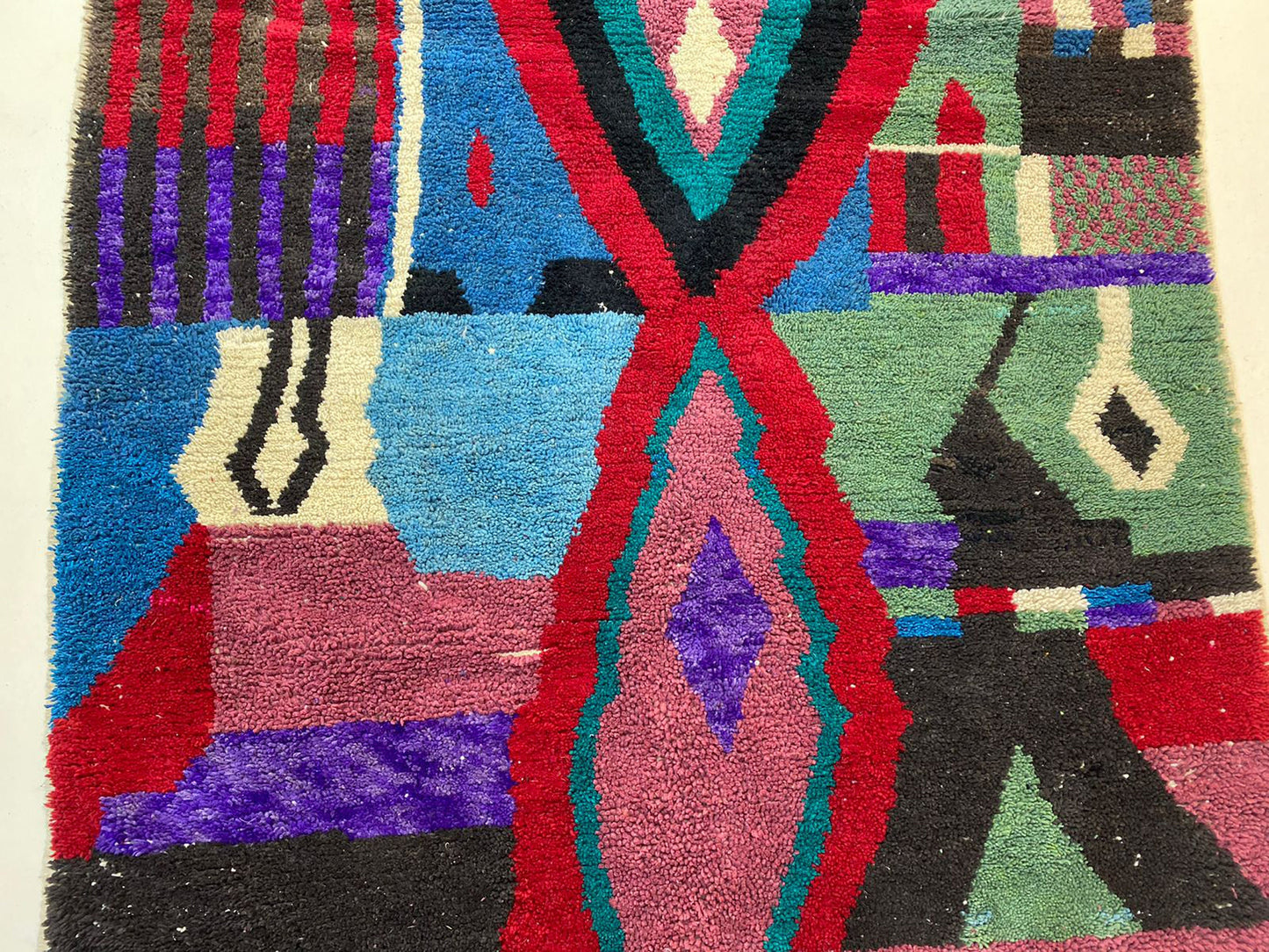 Colorful Moroccan Area Rug, Custom Hand Knotted Berber Wool Rug.