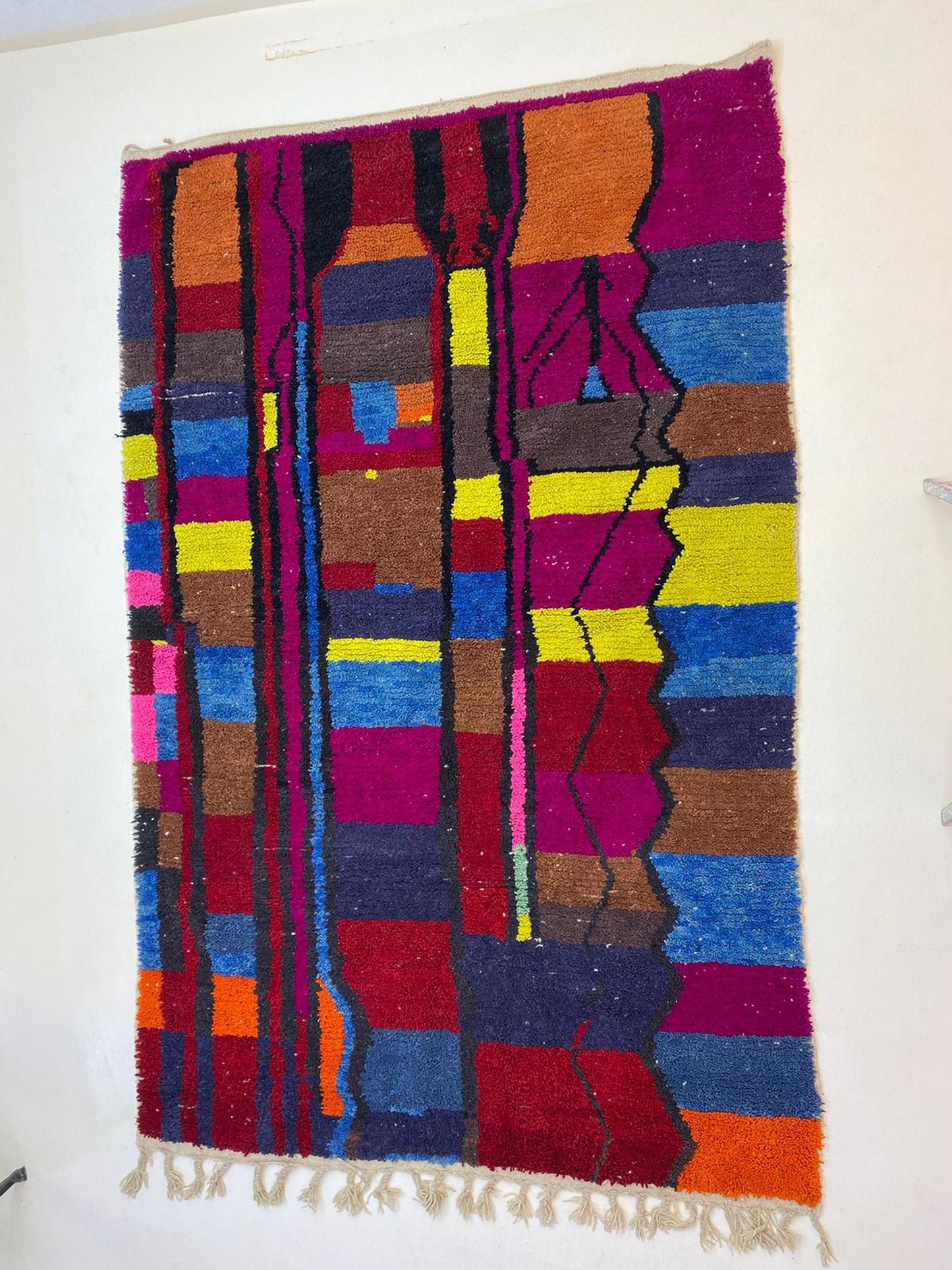 Tapis coloré de style marocain fait à la main, tapis de décoration bohème.