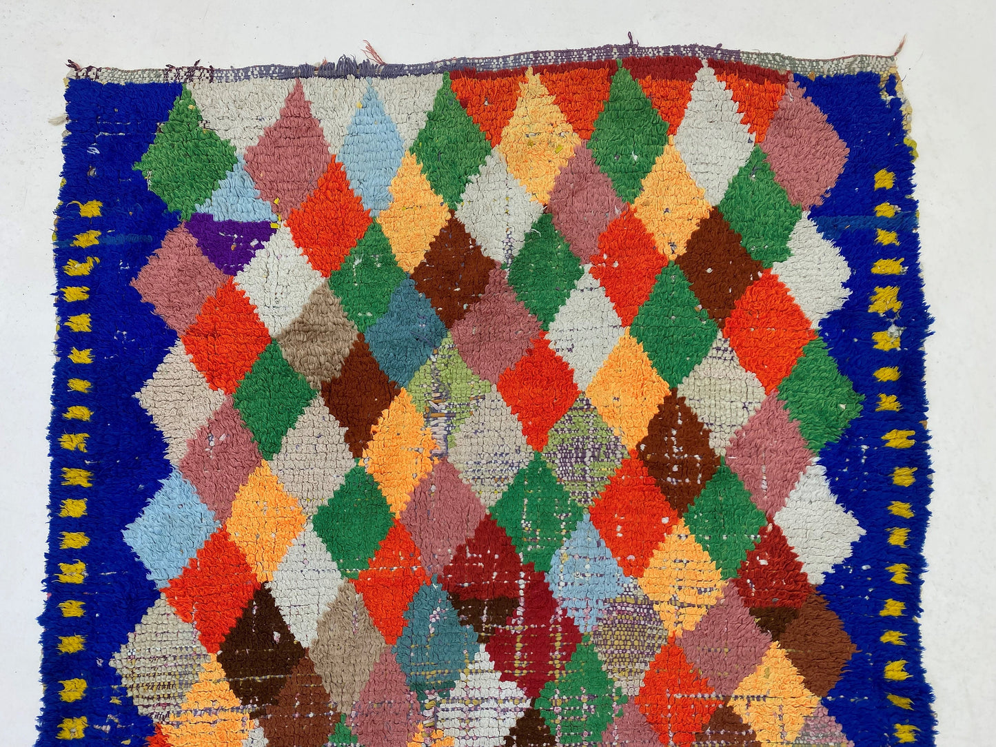 4x8 Colorful Berber Moroccan Rug, Vintage Diamond Area Rug.