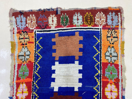 Tapis de couloir marocain 3x7, tapis de couloir berbère vintage.