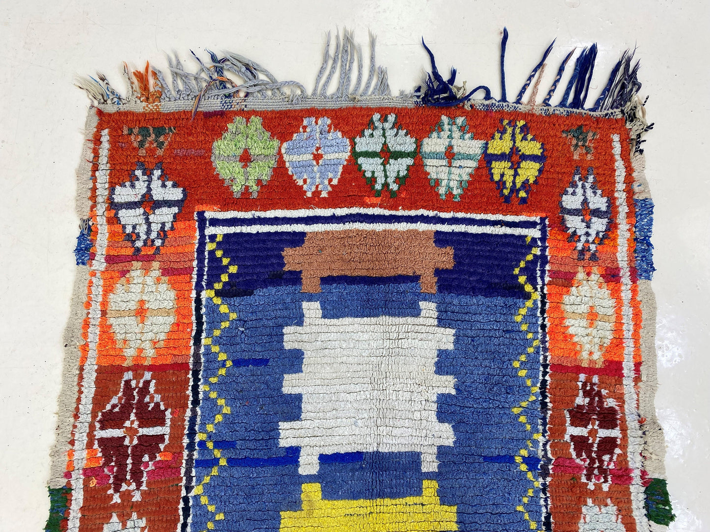 Tapis de couloir marocain 3x7, tapis de couloir berbère vintage.