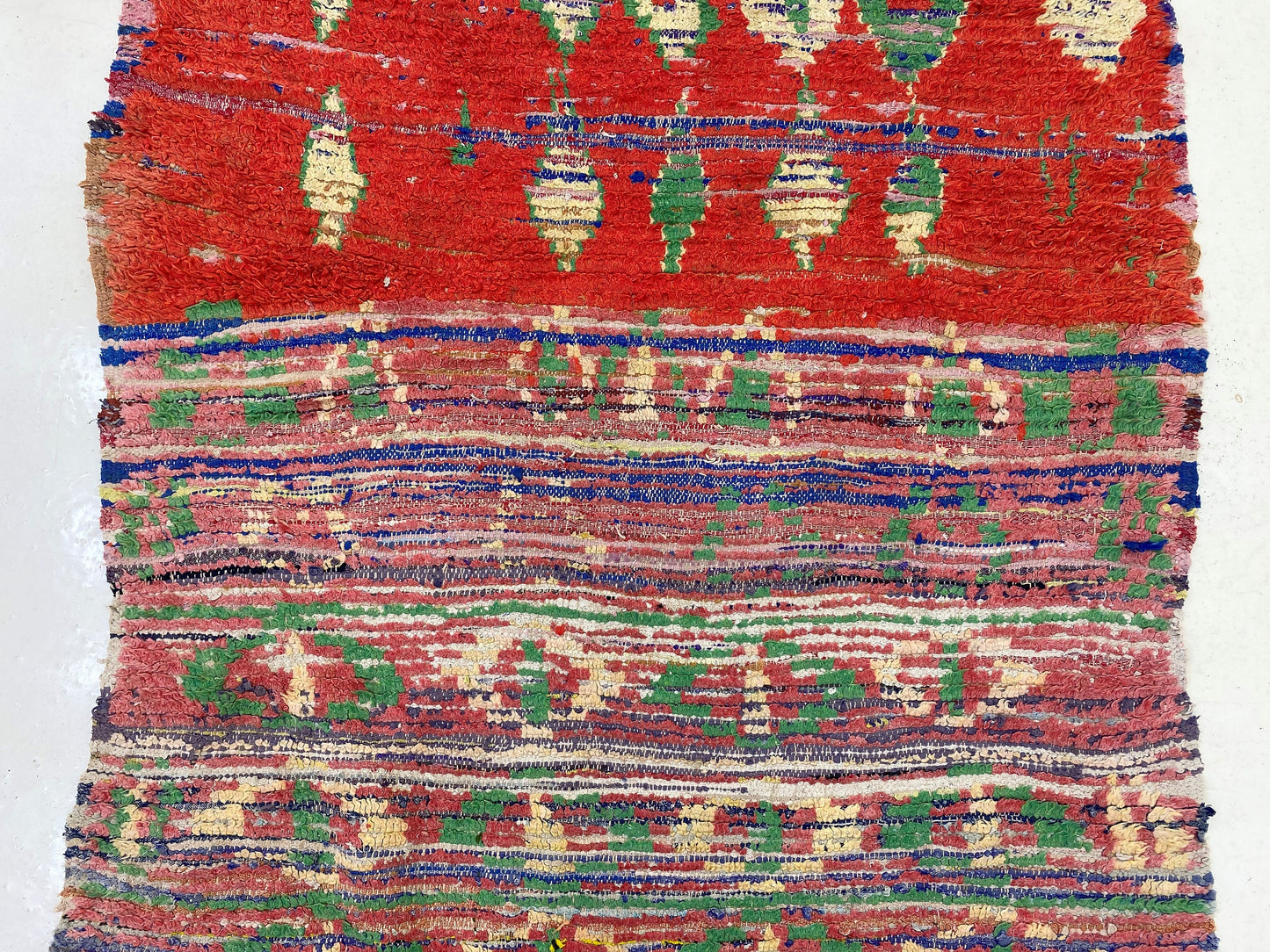Vintage Moroccan Runner Rug, Long Red 3x7 Rug Runner.
