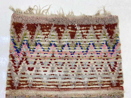 Tapis de couloir marocain à diamants, style vintage coloré 2x6.