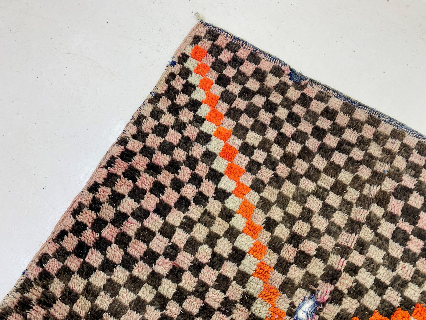 Checkerboard Rug, 4x7 Berber Vintage Moroccan Rug.