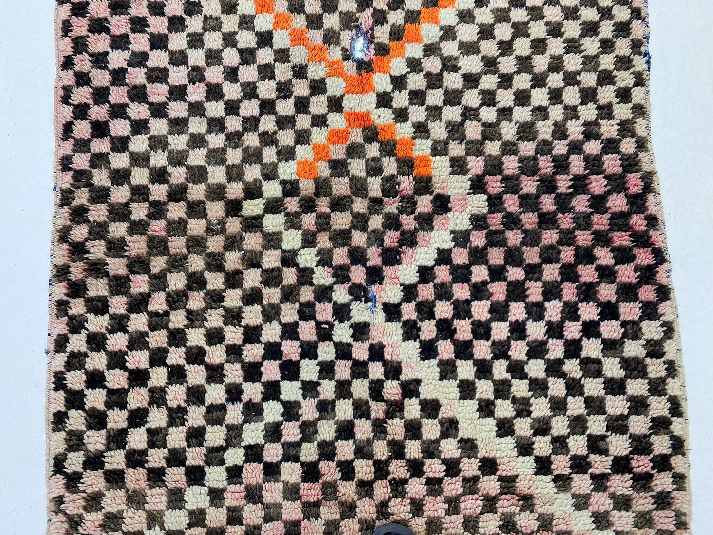 Checkerboard Rug, 4x7 Berber Vintage Moroccan Rug.