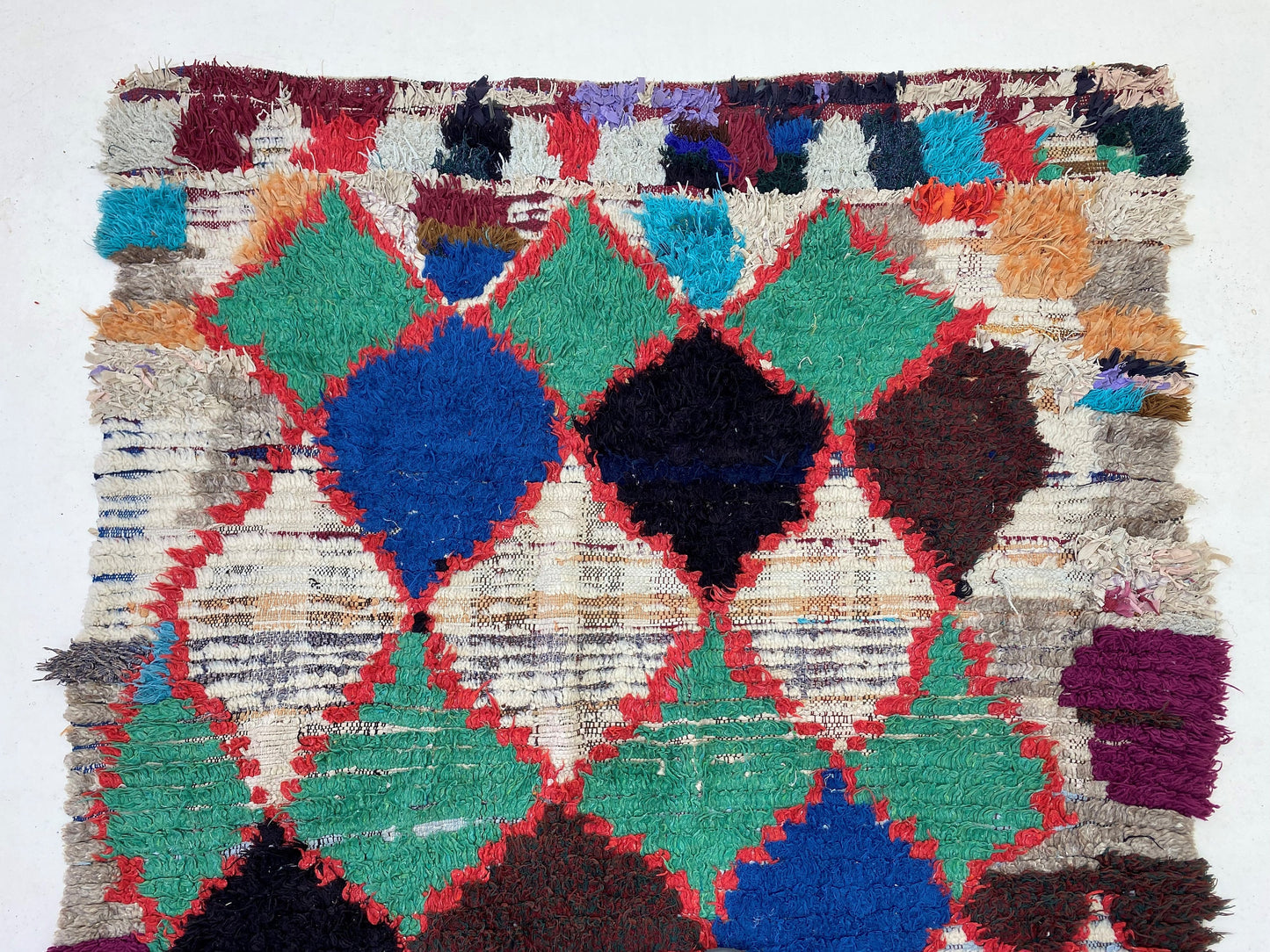 Diamond Moroccan Rug, Vintage Wool Boho 5x7 Rug.