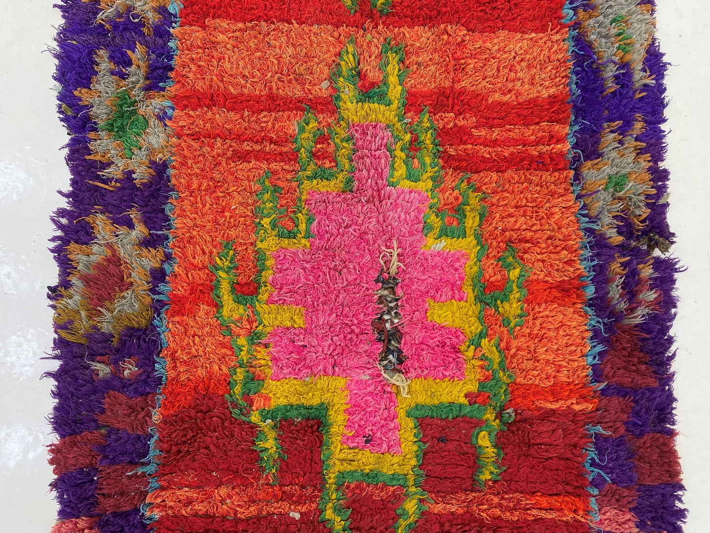 3x9 Vintage Moroccan Runner Rug Authentic Berber Design.